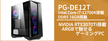 Intel第12世代Core i7-12700K搭載 ゲーミングPC PG-DE12T